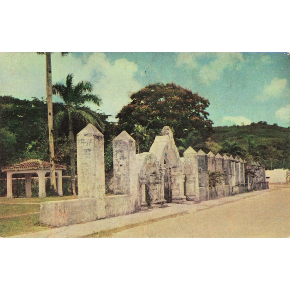 Vintage Guam Postcard Old Governor Palace Garden Agana Ben Cespedes Mike Roberts